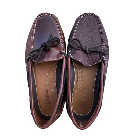 LL Bean - Leather house slip ons ~ size 7 ~ NOTE: ONE SMOOTH, ONE PEBBLED - Picture 1 of 12